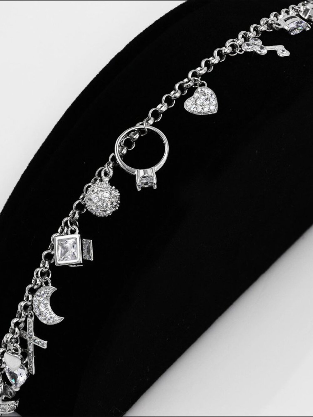 925 Sterling Silver Fancy Dangling Charm Bracelet